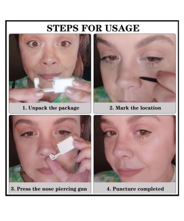 2 Pack SLVIEKAE Disposable Self Nose Piercing Gun Kit with 6 Free Nose Rings - Silver - Buy Online on SooperMarket.com
