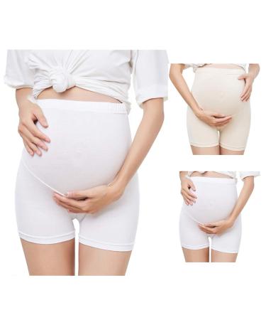 FEOYA Maternity Shorts Knickers High Elastic Cotton Safety Shorts Pants 2pcs XL (110-132 lb) High Waist 01