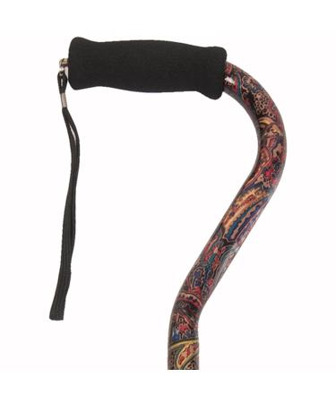 PCP Mobility & Homecare Adjustable Cane Aluminum Offset Handle with Wirst Strap Paisley Pattern