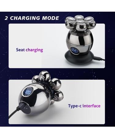 5 in 1 Electric Head Shaver for Men - 7D Floating Cutter Beard Trimmer IPX5 Waterproof USB Wireless Charging - Perfect for Bald Men - Buy Online on SooperMarket.com