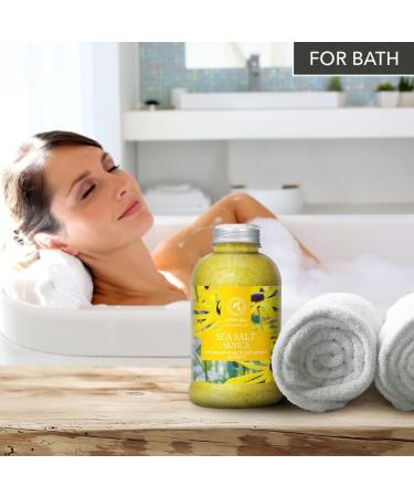 Arnica Bath Salts 21.16 Oz with Rosemary Orange & Fir Oils - 100% Natural Sea Salt - Relaxing Body Care for Good Sleep and Beauty - Buy Online on SooperMarket.com