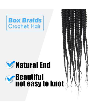 BOHOBABE 14 Big Loop Box Braids Crochet Hair - 8 Packs Prelooped Medium Short 3X Knotless Crochet Box Braiding Hair - Three Tones Natural Black Goddess Braid (1B) - Pack of 8 - Buy Online on SooperMarket.com