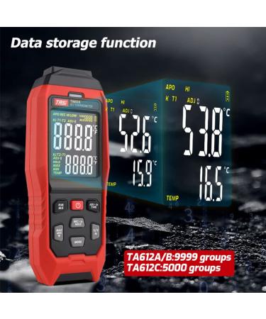 TASI TA612C Type K/J Digital Thermometer -200 to 2501 | 4-Channel LCD Handheld Temp Measurement with Data Storage & USB Upload - Buy Online on SooperMarket.com