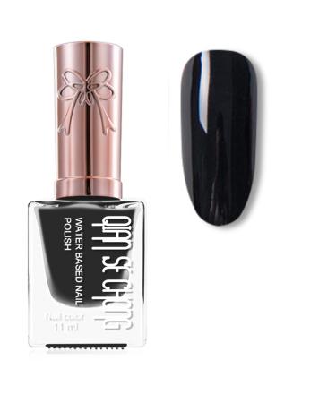 Black Nail Polish - Quick Dry Long Lasting Nail Varnish - Water Based Formula Non-toxic No Need Baking Nail Polish Halloween Nail Paint for Women Girls DIY Nail Art Manicure at Home (11ML)