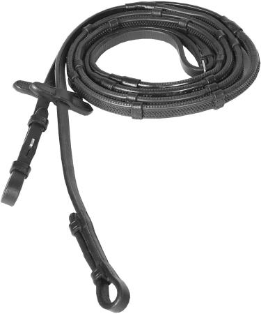 Horze Soft Grip Rubber Reins with Stoppers - Black Horse | Durable Equestrian Gear - Buy Online on SooperMarket.com
