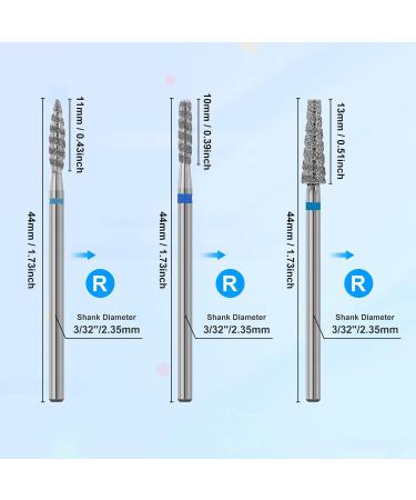 Anrui Nail Miller Attachments - 3 Diamond Hard Metal Bits 3/32 | Nail Preparation & Dead Skin Removal Tools - Buy Online on SooperMarket.com