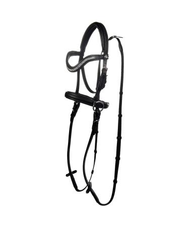 RL24 - bridle bridle bite without wood horses Funny Horses from HKM |Real leather bridle in black |Bridle for wooden horse with reins |Horse toys for children |Wood horse accessories for Minishetty Minishetty Black