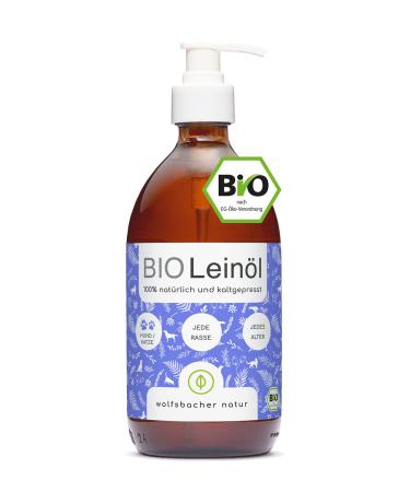 Wolfsbach organic linseed oil for dogs and cats with Omega 3 & 6 500ml cold pressed 100% organic from Germany-as feed oil barf oil de- ko-060