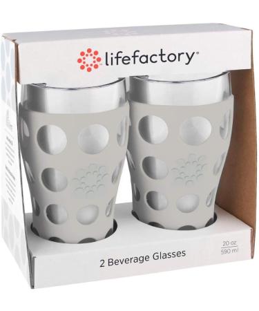 Lifefactory 20oz BPA-Free Protective Silicone Sleeve Beverage Glass 2-Pack - Stone Gray - Buy Online on SooperMarket.com
