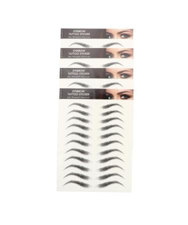 Mikinona 4 Sheets Waterproof Eyebrow Stickers Imitation Eyebrow 6d Hair-like Eyebrows Stickers Water Proof 4d 21x14.8cm Black