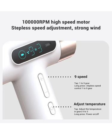 Cordless Hair Dryer 300W 100000RPM USB Portable Hairdryer 9 Wind Speeds 3 Adjustable Temperature Rechargeable Hair Dryer for Dormitory Travel Outdoor - Buy Online on SooperMarket.com