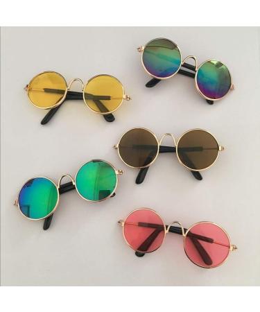 Super Cute Pet Glasses Stylish Dog Cat Cool Sunglasses Metal Frame Round Cool Photo Comfortable and EnvironmentallyConvenient and attractive - Buy Online on SooperMarket.com