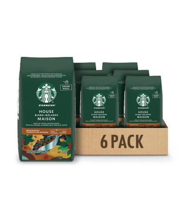 Starbucks House Blend Medium Roast Ground Coffee 340g Bag (Pack of 6)