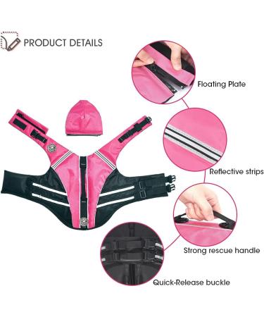 Reflective Dog Life Jacket with Neck Float - High Buoyancy for Swimming - Pink M - Buy Online on SooperMarket.com