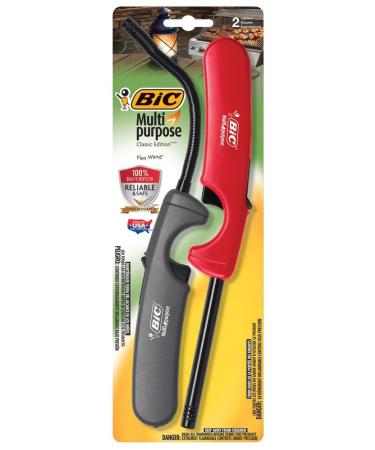 BIC Multi-Purpose Classic Edition Lighter & Flex Wand Lighter, 2-Pack (Colors May Vary)