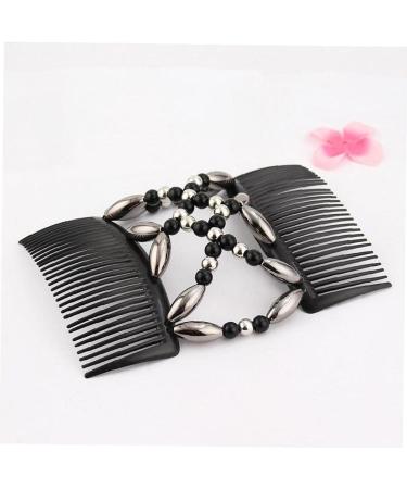 Shop TOSSPER Pearl Hair Combs & Elastic Clips - Stretchable Double Clips for DIY Hair Styling | Women's & Girls' Accessories in Black - Buy Online on SooperMarket.com