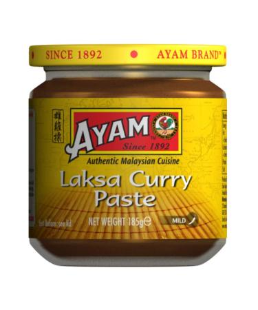 AYAM Laksa Curry Paste - 100% Natural Ingredients - Malaysian Great Flavours - Mild Flavour - Easy and Quick Home Cooking - Gluten-Free - Dairy-Free - Non-GMO No MSG No Preservatives - 185g