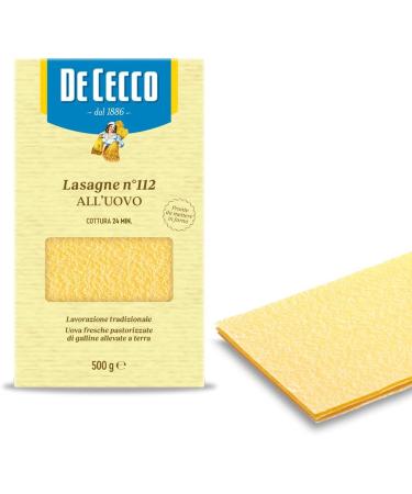 De Cecco Lasagna All'uovo n.112 (500g) - Authentic Italian Pasta for Delicious Homemade Lasagna - Buy Online on SooperMarket.com