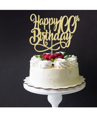 Qertesl Gold Glitter Happy 100th Birthday Cake Topper Cheers to 100 Years happy 100th Birthday Cake Topper 100th Anniversary Cake Topper men and women 100 years old happy birthday Party Decoration Gold100