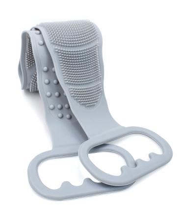 BAIMEI Silicone Back Scrubber for Shower, Handle Body Washer, Exfoliating Texture Scrubbing Pad (Grey) 1pcs-grey