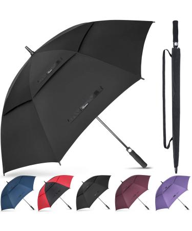 NINEMAX Large Golf Umbrella Windproof 54/62/68 Inch Extra Large, Automatic Open Double Canopy Vented Oversized Adult Umbrella for Rain and Wind Black 62 Inch