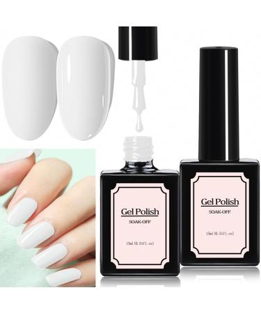 VEROA 10 lm Milky White Gel Nail Polish Colours - Soak-Off UV White Gel Polish - Long Lasting & Easy to Apply Nail Polish Gel for Salon & Home DIY