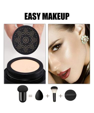 Moisturizing CC Cream & Mushroom Head Foundation Set | Long Lasting Matte Makeup | BliBling Concealer Duo - Natural Shade | 2PCS - Buy Online on SooperMarket.com