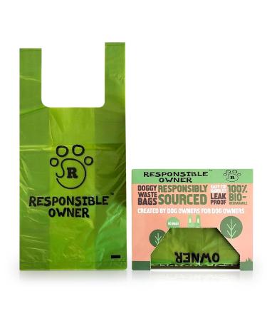 Responsible Owner Dog Poo Bags 80 Environmentally Friendly Extra Thick Super Strong 100% Biodegradable Dog Bags With Easy-tie Handles Leak-proof Each Dog Poo Bag Measures 17 x 37cm Earth Green Earth Green 1 count (Pack of 1)