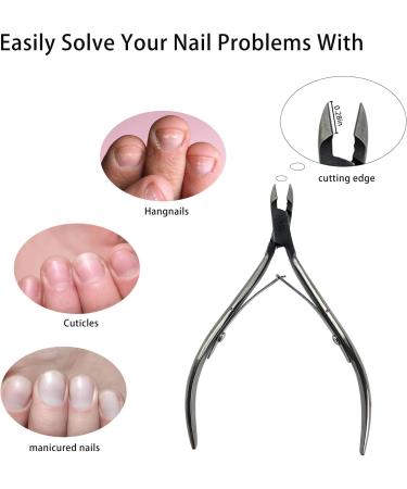 Lofuanna Cuticle Nippers and Pusher Set - Professional Stainless Steel Manicure Tools for Dead Skin Fingernails and Toenails (Black) - Buy Online on SooperMarket.com