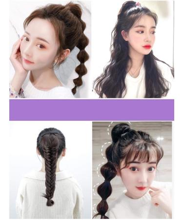 Bubble WIG Ponytail Short Female Strappy Lantern Twist Network Red Scorpion Double Ponytail Wig Female Long Hair Piece Dark Brown Of The Clip Hork Hork Brown Of The Clip Horsetail Natural Black