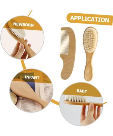 KOMBIUDA Baby Hair Brush Set - Soft Wooden Brush and Comb for Newborns and Infants - Perfect Baby Care Kit for Scalp Massage and Gifting - Buy Online on SooperMarket.com