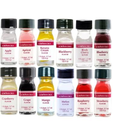 LorAnn SS Pack #1 of 12 Fruity Flavors in 1 dram bottles (.0125 fl oz - 3.7ml) 0.12 Fl Oz (Pack of 12)