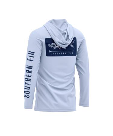Performance Fishing Hoodie Shirt for Men Women UPF UV 50+ Lightweight With Hood Large Arctic Blue