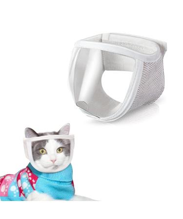 Cat muzzle badaren breathable mask for cats muzzle for cat care mouth cover cat adjustable cat muzzle with breathable mesh and PVC face protection for cats (M)