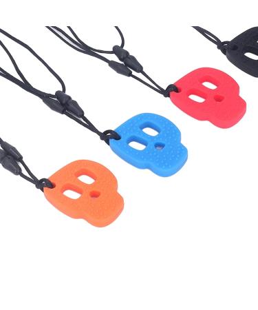 Buy Chewable Sensory Necklaces - 5 Pack Soft Silicone Skull Shape - Stress Relief Teething Necklace for Autism - International Shipping Available - Buy Online on SooperMarket.com