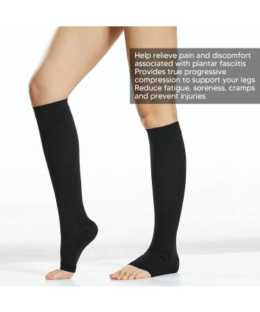 20-30 mmHg Medical Compression Stockings for Men & Women - Open Toe Elastic Support for Varicose Veins Swollen Legs Travel & Pregnancy (L) - Buy Online on SooperMarket.com