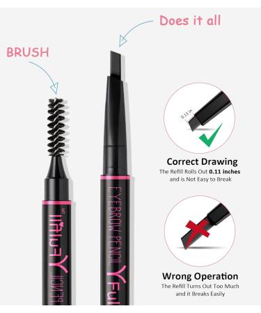 YFulfill Eyebrow Pencil Black Waterproof Eye Brow Pencil Black for Women Eye Pencil Black with Brush Crayon Noir Pour Les Yeux Black Eyebrow Pen for Women - Buy Online on SooperMarket.com