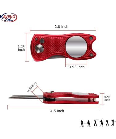 Kaveno Golf Divot Repair Tool - Foldable Stainless Steel Switchblade with Detachable Ball Marker - Red Fish Design - 2 Sets - Buy Online on SooperMarket.com