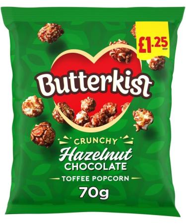 Butterkist Popcorn 15x70g 1.25 Price Marked Bags (Hazlenut Chocolate)