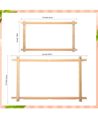 Adjustable Bamboo & Beech Wood Cross Stitch Frame Set - 2 Pcs | Tapestry & Embroidery Frames for Quilting & Needlepoint | Sewing Projects Craft Holder - 21.5 x 12 & 26 x 17.7 - Buy Online on SooperMarket.com