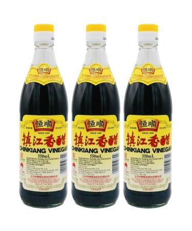 Heng Shun Chinkiang Rice Vinegar Great For Dumplings 550ml (Pack of 3) by CNMART
