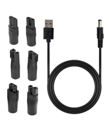 USB Charger Replacement Power Adapter 6 Charging Cord Heads Suitable for All 5V Shaver Sound Purifier Electric Beard Trimmer
