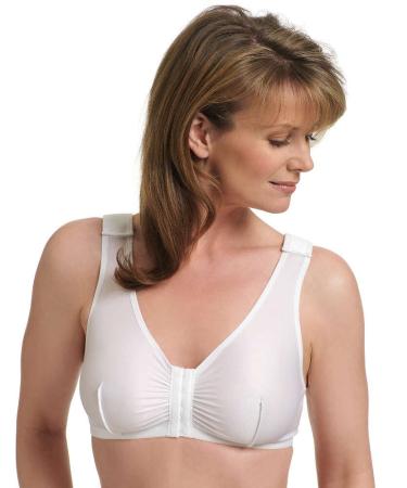 MediChoice Wireless Surgical Bra Adjustable Strap Front Closure Post Surgery Mastectomy Compression Everyday Support Bra Size 40 White 40 White
