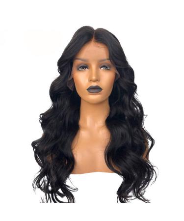 SHIYID Body Wave Hair Wig Lace Front Wigs With Natural Hairline Black Color High Temperature Fiber Synthetic Lace Front Wig