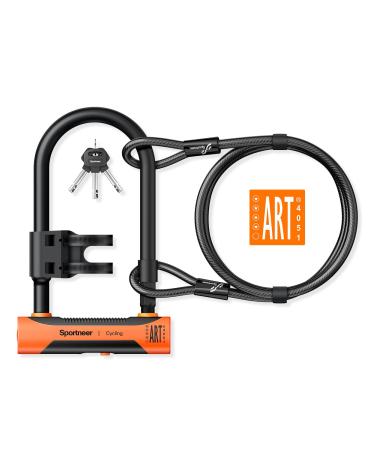 Sportne bicycle lock iron lock ebike high safety with key 18 mm diameter anti-theft driving wheel lock with 12mm x1.8m safety steel cable & assembly brake Art 4 stars certification zinc