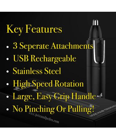 Pete & Pedro Nose & Ear Hair Trimmer - Multi-Attachment Grooming Kit for Men & Women | Stainless Steel Wet/Dry USB | Shark Tank Featured - Buy Online on SooperMarket.com