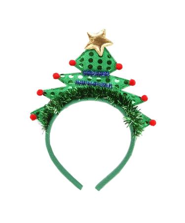 AWOCAN Christmas Headbands Christmas Tree Headband Xmas Headbands Funny Sequin Hairband Hair Accessories Christmas Decoration For Womens Girls (A)