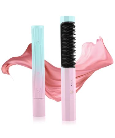 1PC Hair Straightener Brush Portable Cordless Hair Straightener Comb 3 Temp Settings 40 Mins Working Time Auto-Off & Anti-Scald Hair Straightening Comb for Women