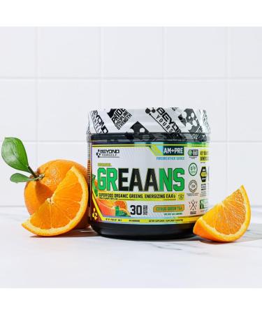 Beyond Yourself - GrEAAns Superfood Greens and EAA Blend | 4000mg Organic Superfood 2625mg Vegan EAAs | Sugar-Free Zero Calories No Synthetic Additives | Optimizes Health Performance and Recovery | Citrus Green Tea - Buy Online on SooperMarket.com
