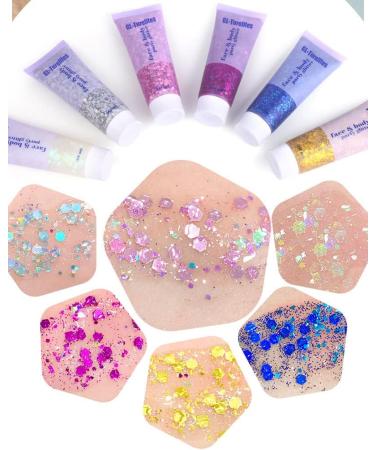 Turelifes Chunky Glitter Gel - Festival Glitter Body Gel for Face, Hair & Nails - 50ml Sparkling Purple - Easy to Apply & Remove - Buy Online on SooperMarket.com